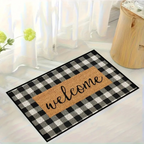 Buffalo Plaid Welcome Door Mat - Stylish Outdoor Entryway Coverage 0