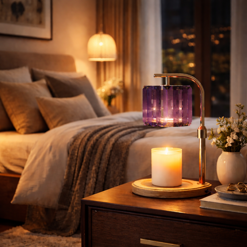 Candle Warmer Lamp - Elegant Purple Design with Adjustable Brightness 2