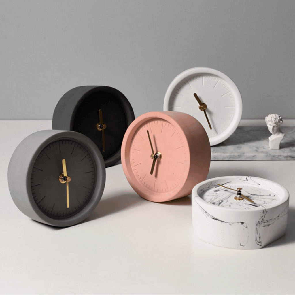 Cement Desk Clock - Minimalist Design for Modern Interiors, 132mm 0