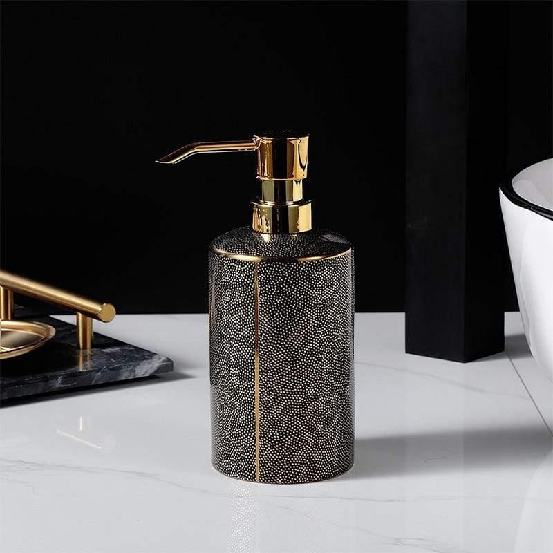 Ceramic Bathroom Accessories Set - Elegant 4-Piece with Gold Accents 5