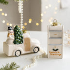 Ceramic Christmas Snowman House Pendant - Festive Ornaments for Decoration 4