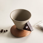 Ceramic Coffee Mug 250ml - Durable Design with Wooden Handle & Coaster 1
