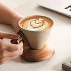 Ceramic Coffee Mug 250ml - Durable Design with Wooden Handle & Coaster 6