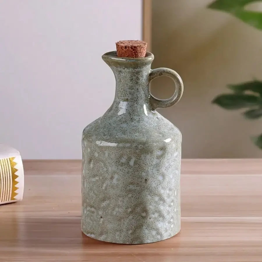 Ceramic Oil and Vinegar Bottle Set - 400ml Dispenser for Controlled Pouring 0
