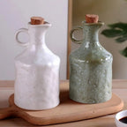 Ceramic Oil and Vinegar Bottle Set - 400ml Dispenser for Controlled Pouring 3