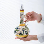 Oil Dispenser Bottle Ceramic 700ml Stainless Steel Spout Floral 3
