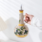 Oil Dispenser Bottle Ceramic 700ml Stainless Steel Spout Floral 5