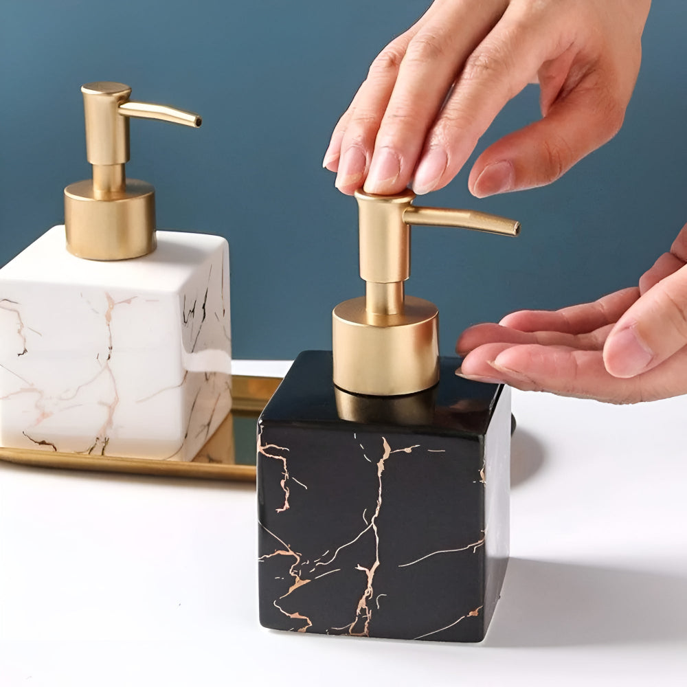 Ceramic Soap Dispenser - Elegant Marble Design for Kitchen & Bathroom 1