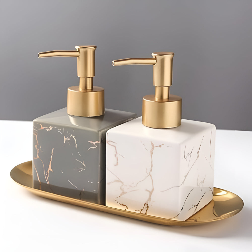 Ceramic Soap Dispenser - Elegant Marble Design for Kitchen & Bathroom 2