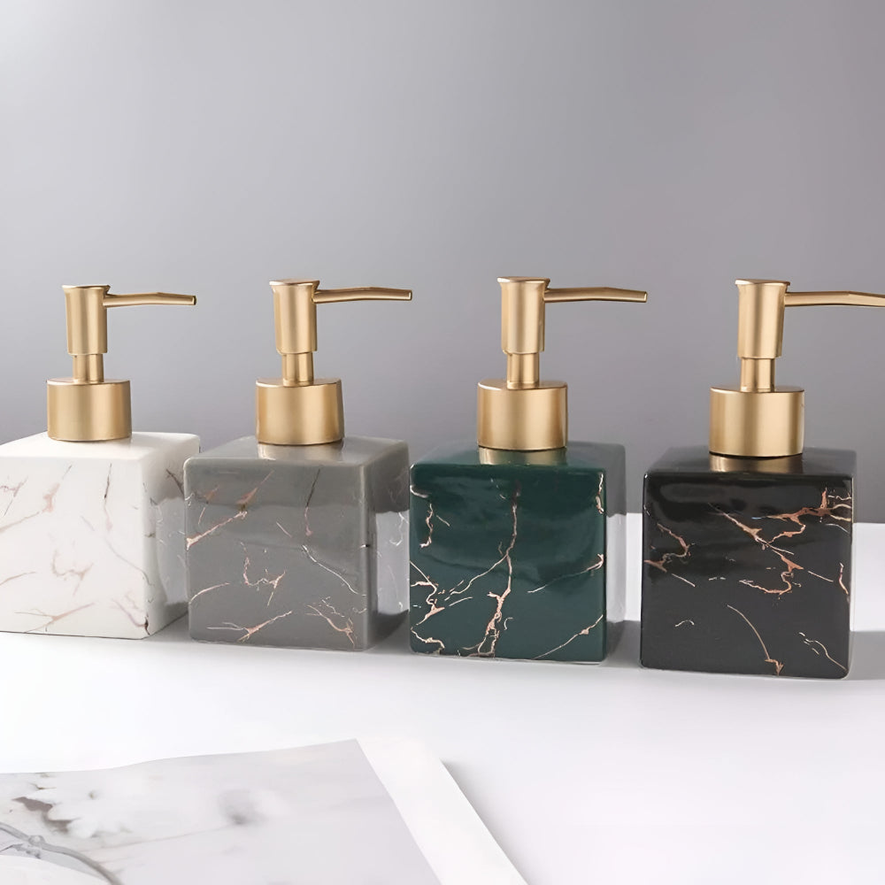 Ceramic Soap Dispenser - Elegant Marble Design for Kitchen & Bathroom 3
