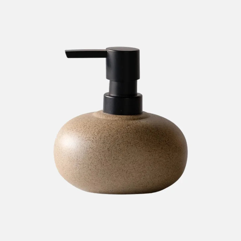 Ceramic Soap Dispenser 300ml, Pebble Inspired Riverstone Design, Matte Brown Finish 2