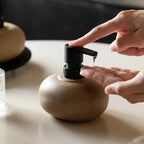 Ceramic Soap Dispenser 300ml, Pebble Inspired Riverstone Design, Matte Brown Finish 5