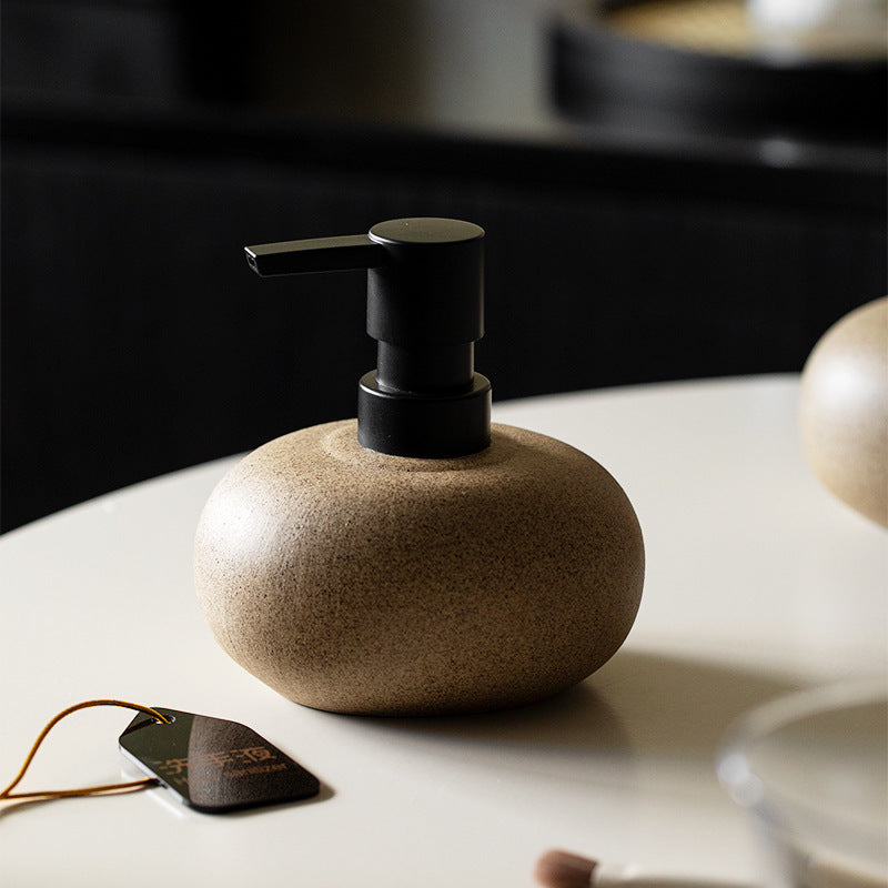 Ceramic Soap Dispenser for Kitchen and Bathroom – 10 oz Natural Stoneware Design with Smooth Pump Mechanism 1