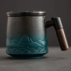 Ceramic Strainer Mug - Elegant Vintage Design for Tea & Coffee 0