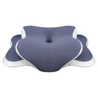 Blue and white foam roller on a white background