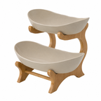 Tiered Fruit Stand, Bamboo Frame, Oval Bowl Design
