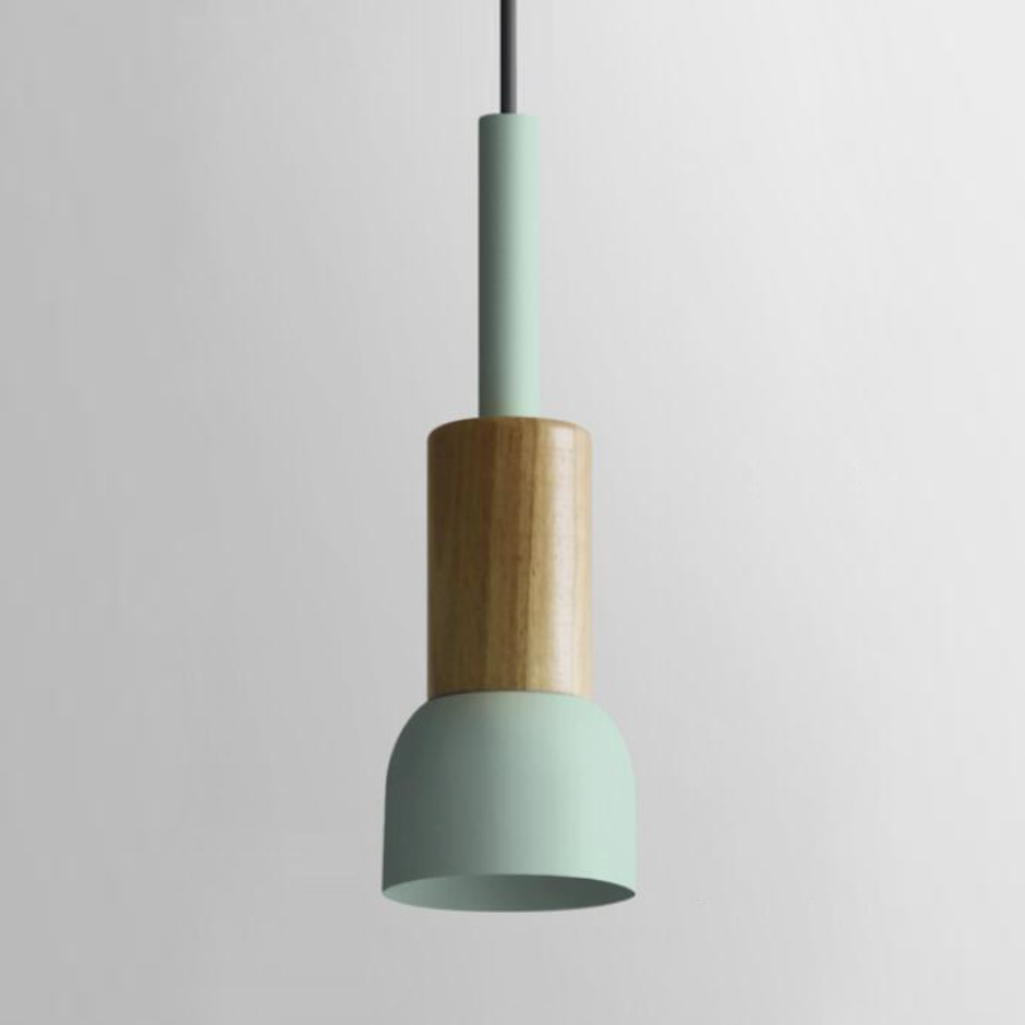 Chic Metal and Wood Pendant Lights with Adjustable Cord – Vibrant Kitchen Pendant Lighting in White, Pink, Mint, and Yellow 0