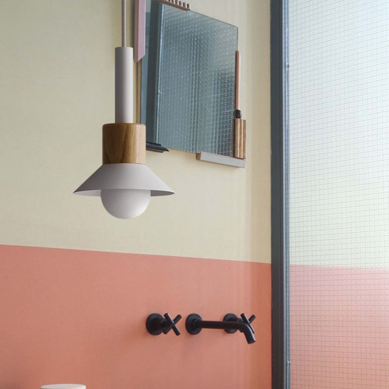 Chic Metal and Wood Pendant Lights with Adjustable Cord – Vibrant Kitchen Pendant Lighting in White, Pink, Mint, and Yellow 5