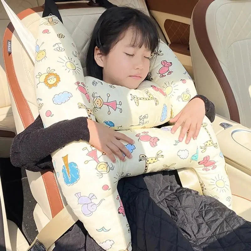 Cotton Blend Child Car Headrest Pillow with Adjustable Straps 9