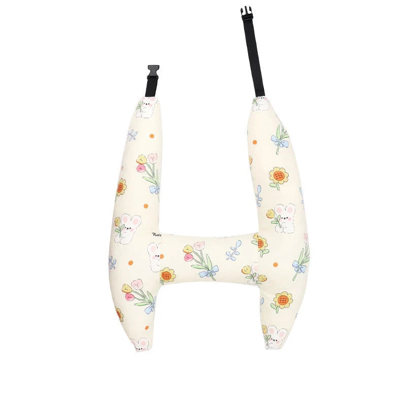 Cotton Blend Child Car Headrest Pillow with Adjustable Straps 6