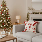 Christmas Cushion Cover 45x45 cm with Candy Cane Design – Soft Polyester Fabric and Decorative Tassels 5
