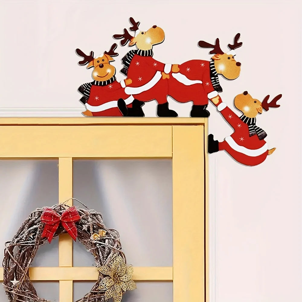 Wooden Christmas Reindeer Door Frame Decoration Gift Design 8