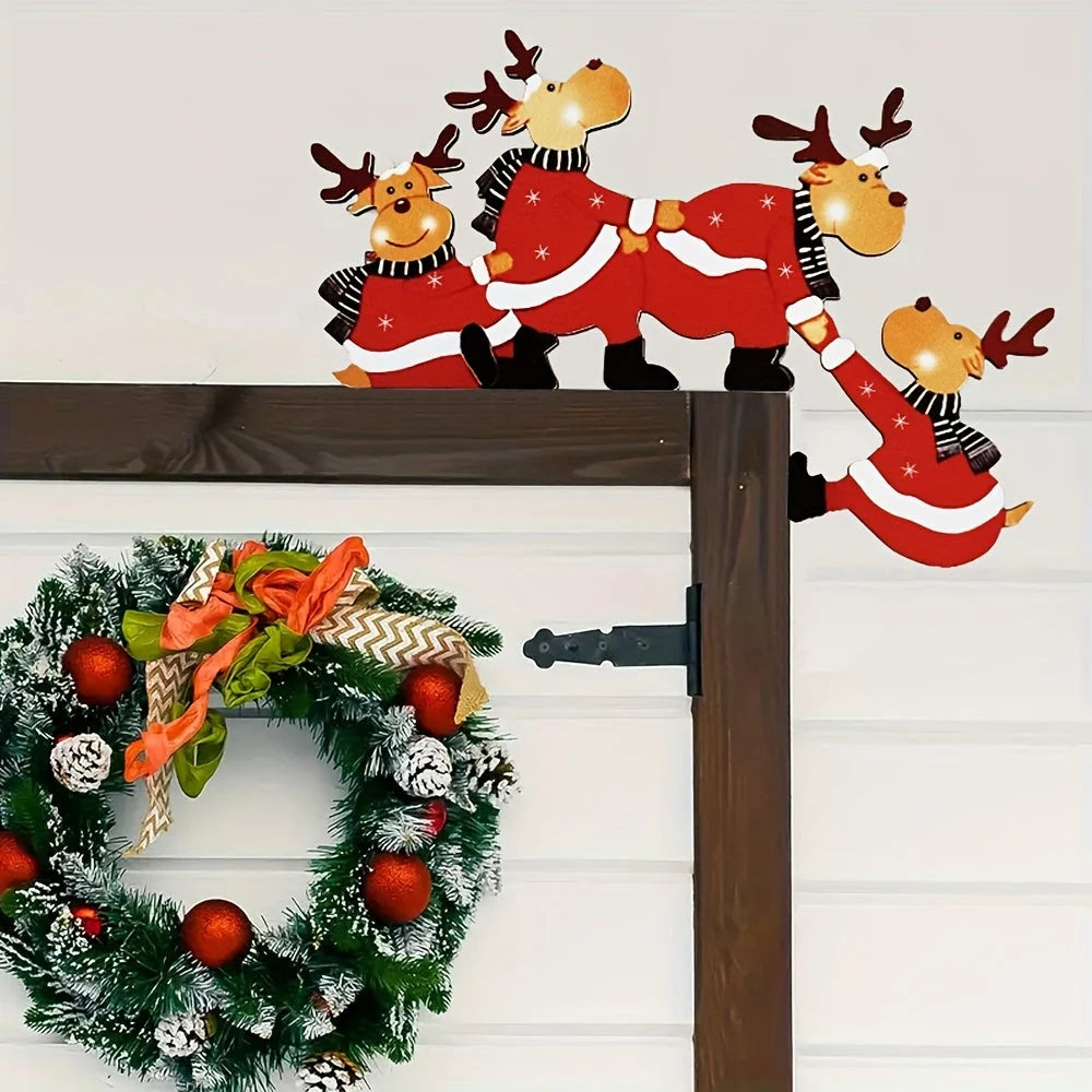Wooden Christmas Reindeer Door Frame Decoration Gift Design 7