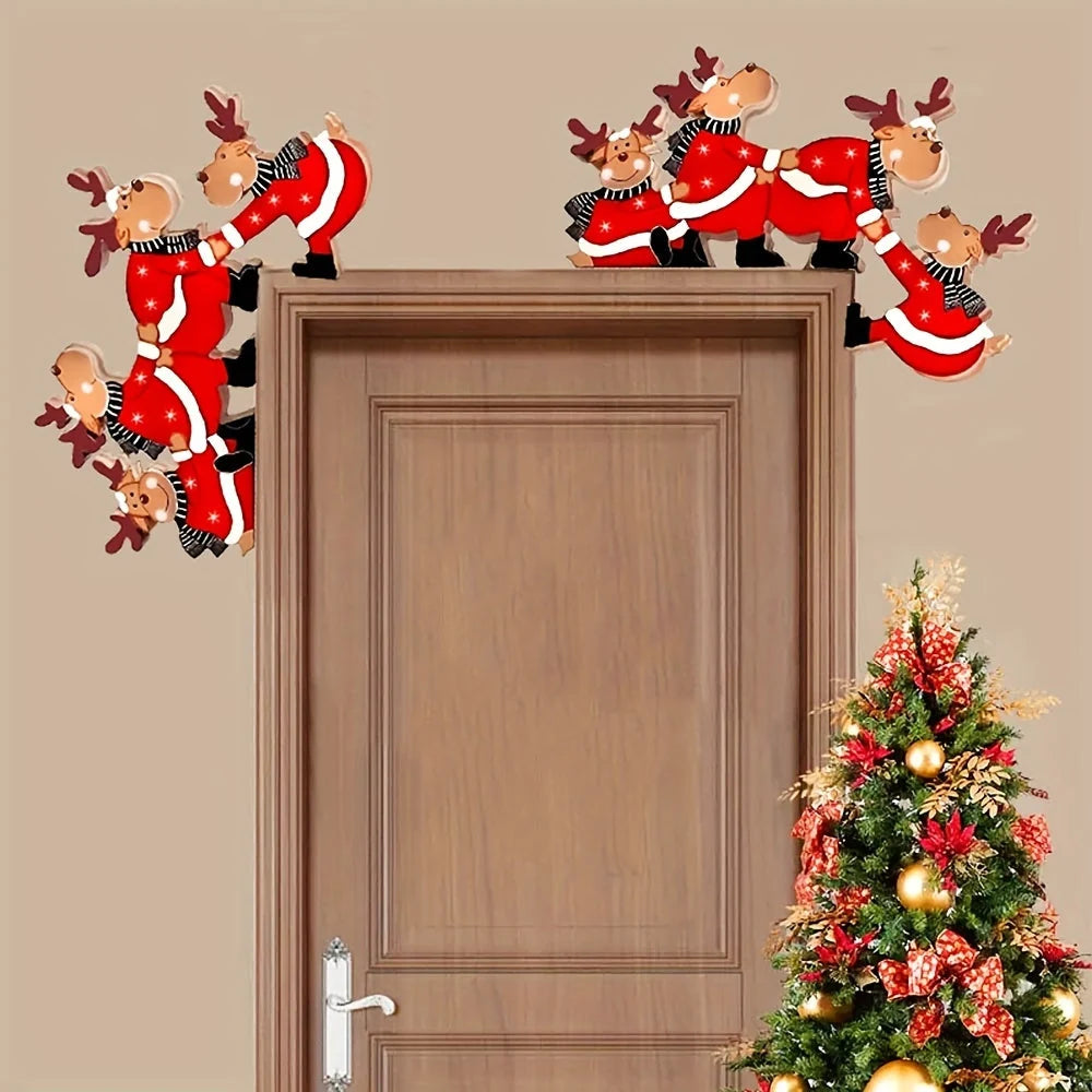 Wooden Christmas Reindeer Door Frame Decoration Gift Design 5