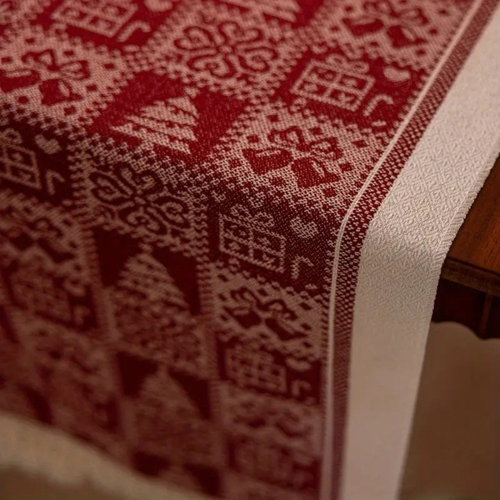Christmas Elk Table Runner - Soft Microfiber with Tasseled Edges 5