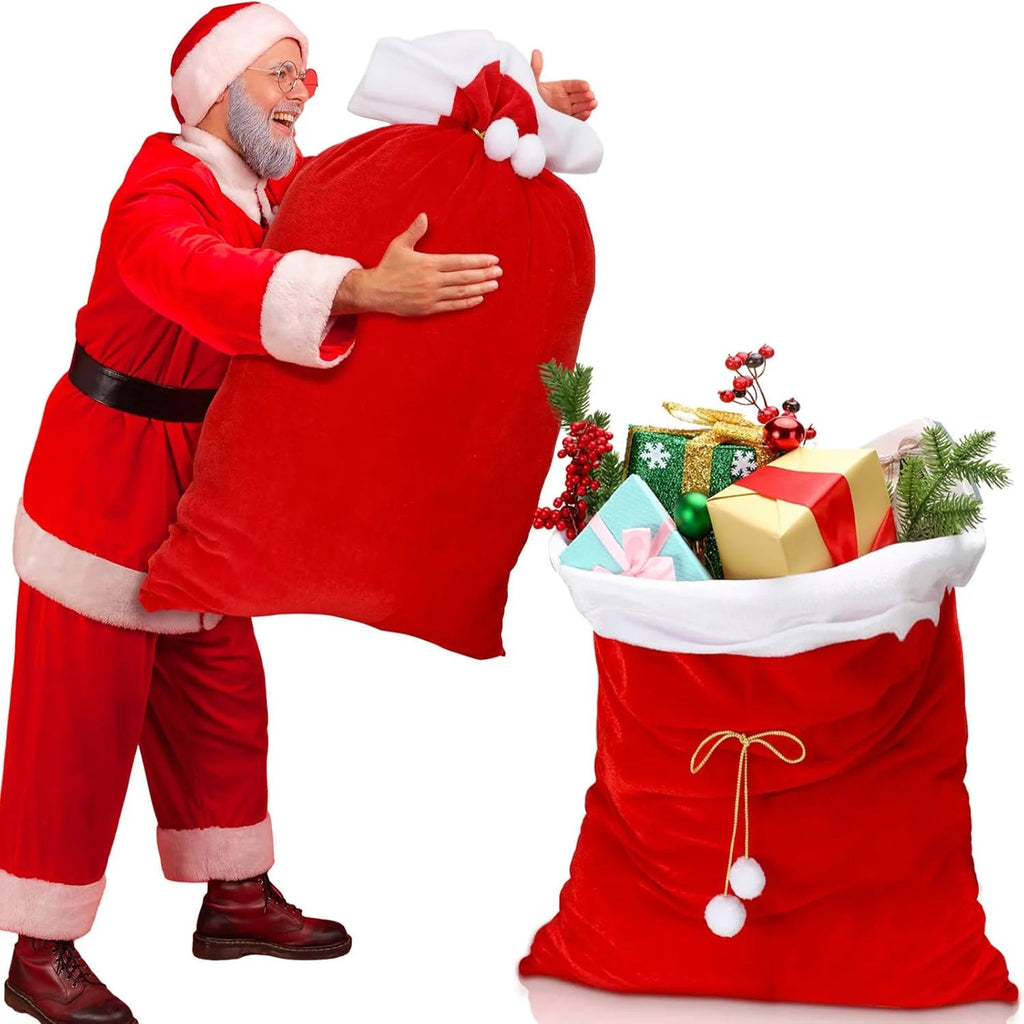 Christmas Gift Bag Red Drawstring Reusable Holiday Gift Packaging