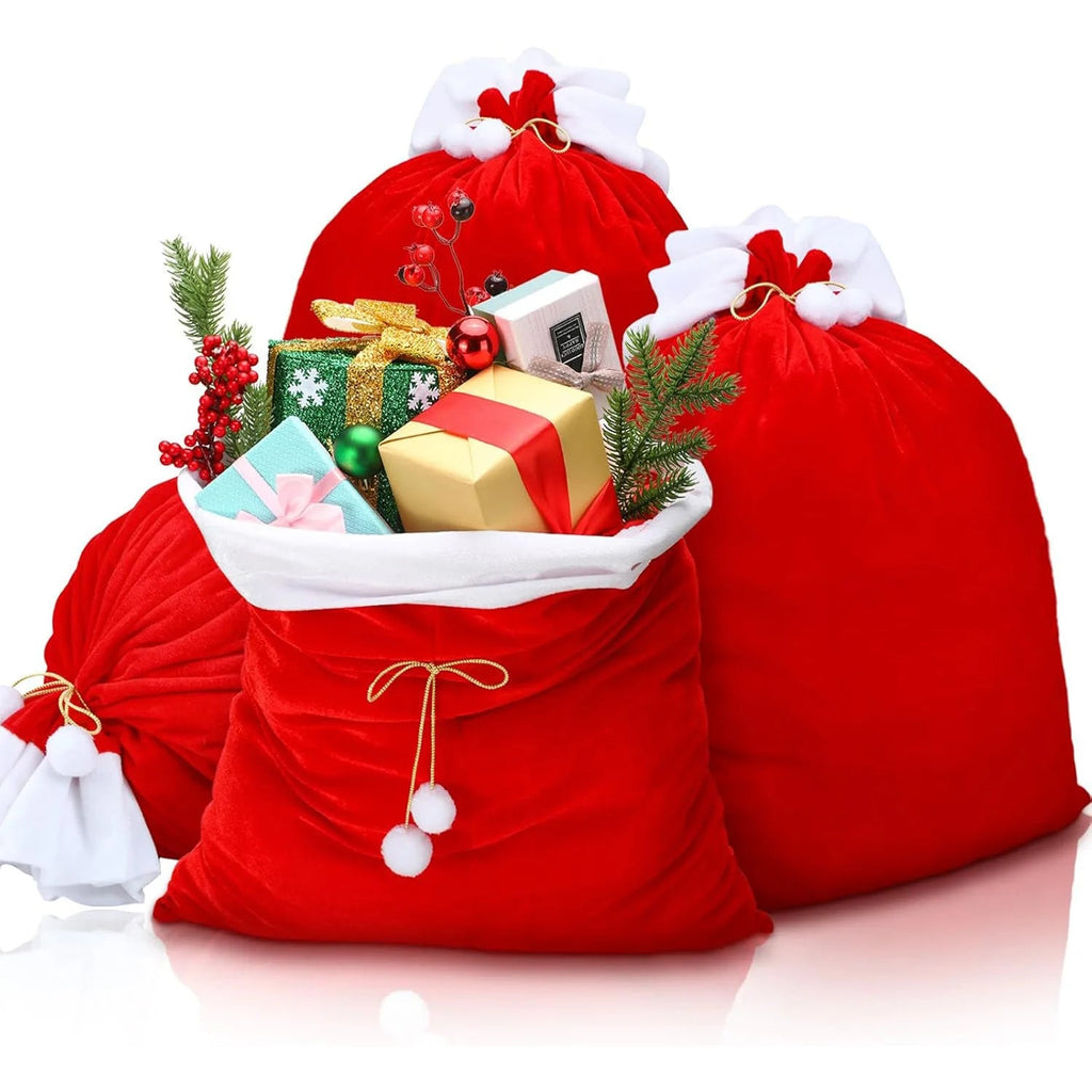 Christmas Gift Bag Red Drawstring Reusable Holiday Gift Packaging