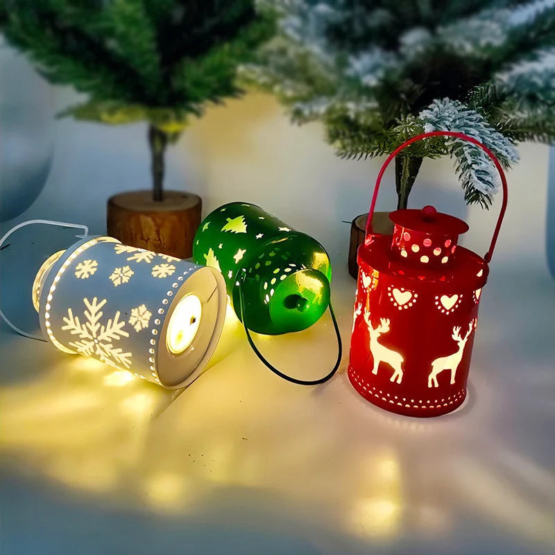 Decorative Christmas Lanterns Metal Snowflake Reindeer 6