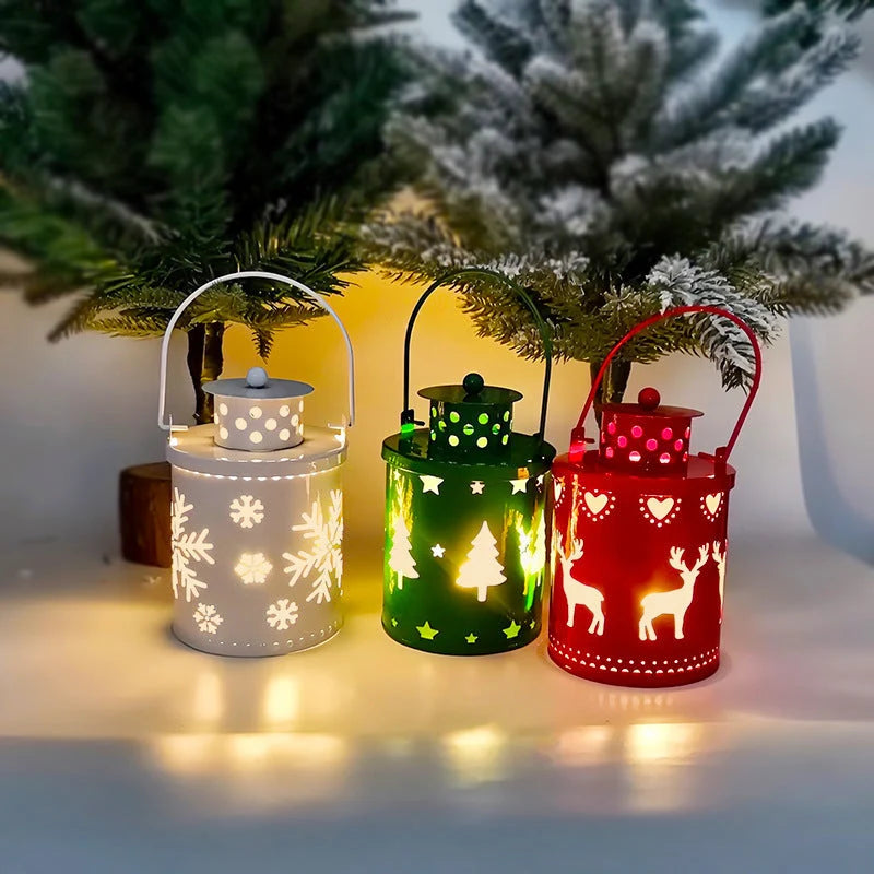 Decorative Christmas Lanterns Metal Snowflake Reindeer 3