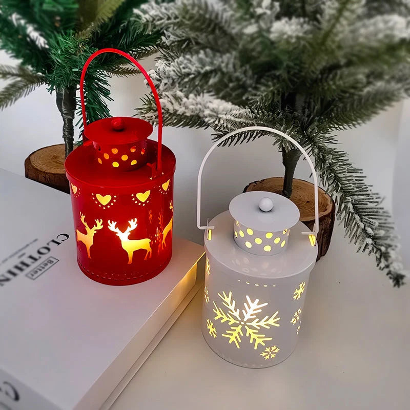 Decorative Christmas Lanterns Metal Snowflake Reindeer 5