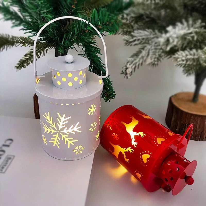 Decorative Christmas Lanterns Metal Snowflake Reindeer 8
