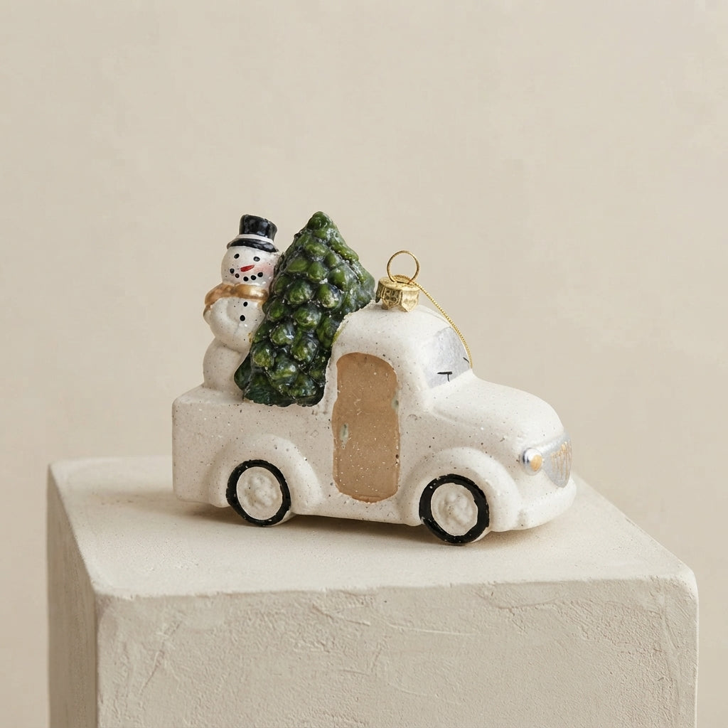 Christmas Ornament Ceramic Snowman House Design Multicolored 1
