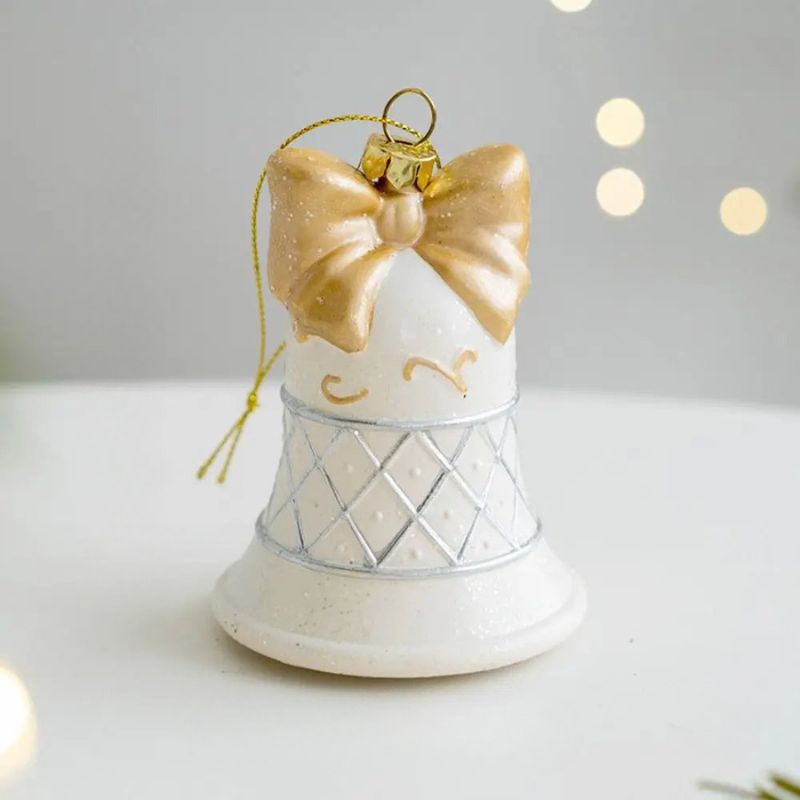 Christmas Ornament Ceramic Snowman House Design Multicolored 3