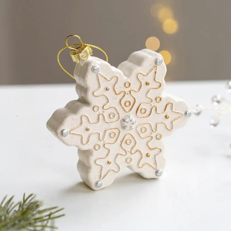 Christmas Ornament Ceramic Snowman House Design Multicolored 4