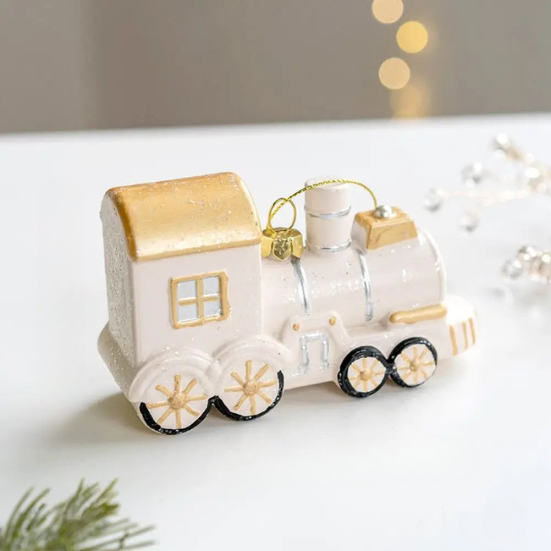 Christmas Ornament Ceramic Snowman House Design Multicolored 6