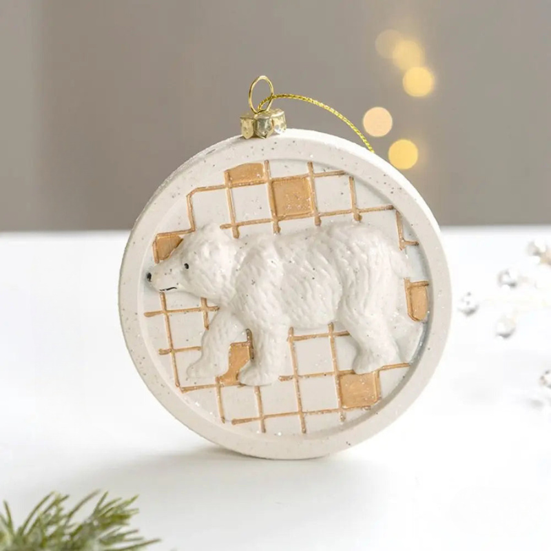 Christmas Ornament Ceramic Snowman House Design Multicolored 8