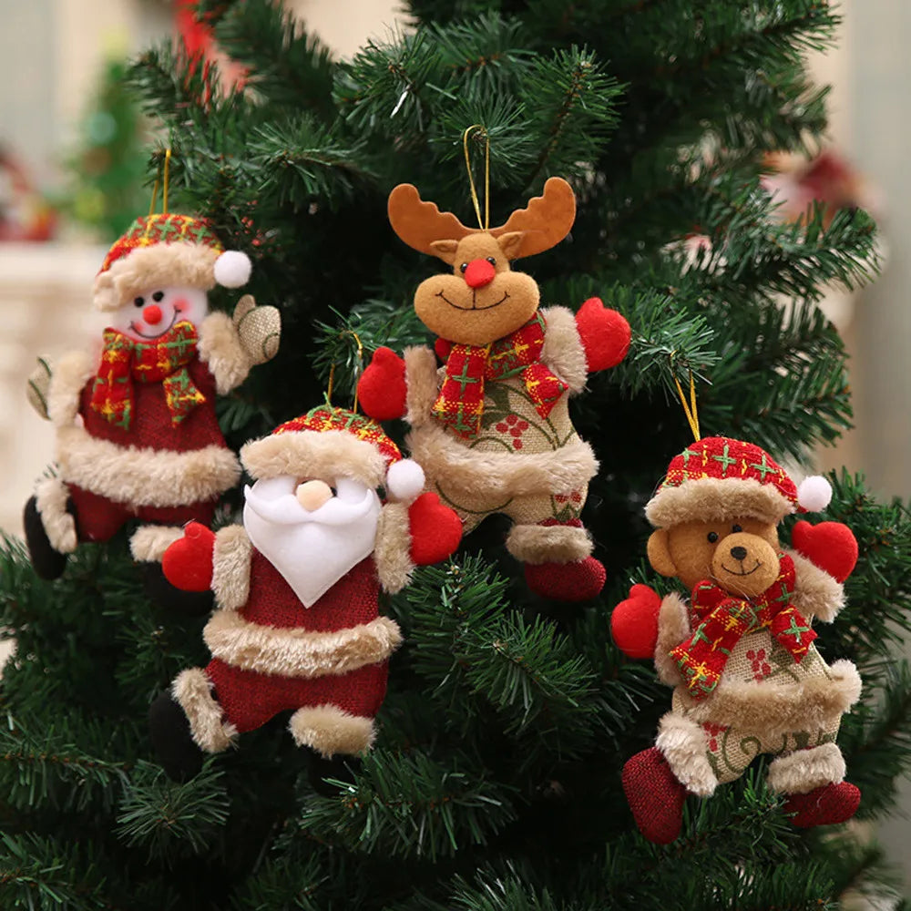Christmas Ornaments Set - 4 Santa & Snowman Tree Decorations 0