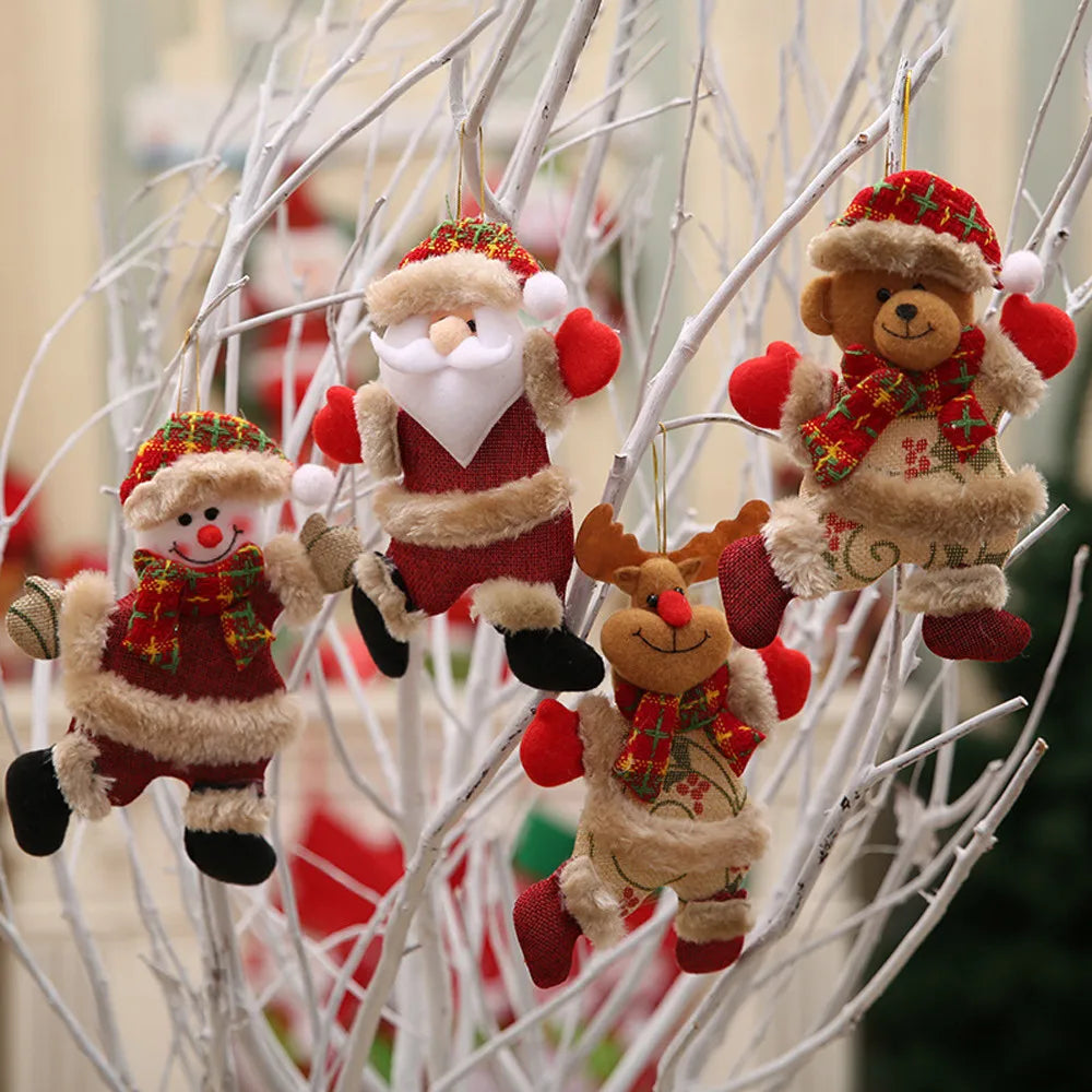 Christmas Ornaments Set - 4 Santa & Snowman Tree Decorations 1