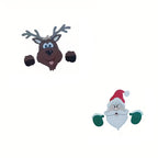 Christmas Outdoor Decorations - Weatherproof Santa & Reindeer Fence Decor Set 8