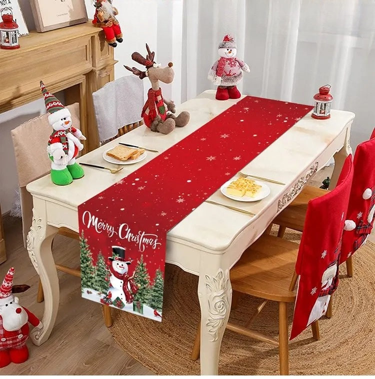Christmas Table Runner - Elegant Gold & White Design for Festive Decor 0