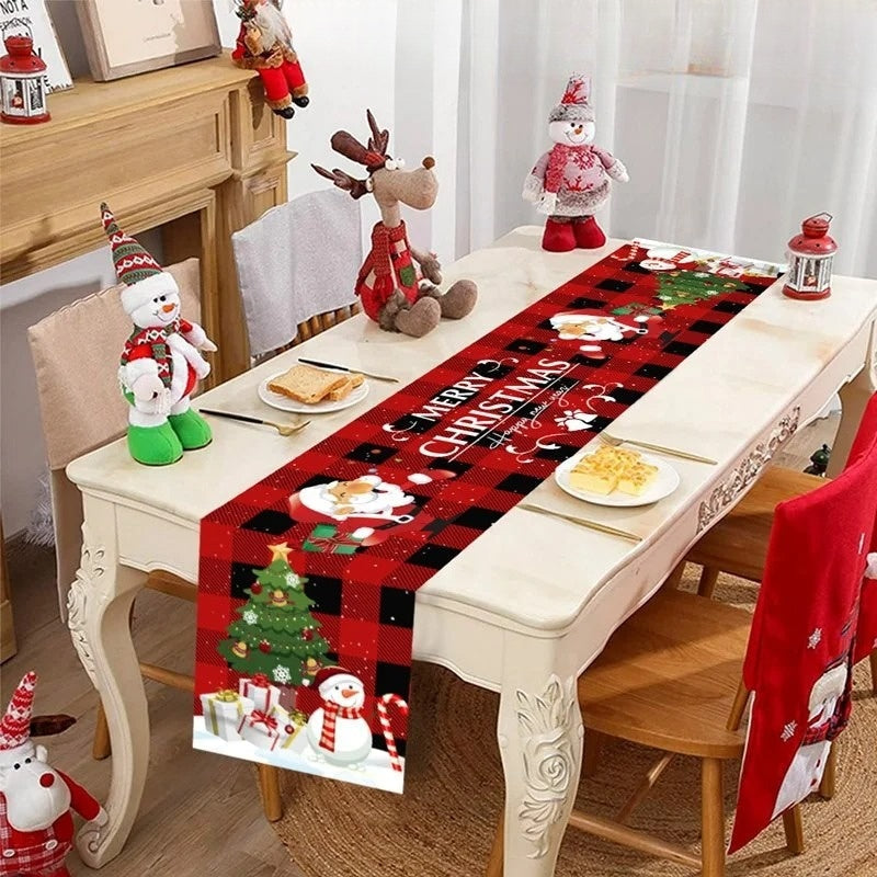 Christmas Table Runner - Elegant Gold & White Design for Festive Decor 1
