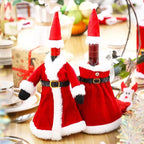 Christmas Wine Bottle Covers - Festive Velvet Set for Holiday Decor 2