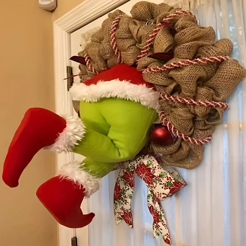 Christmas Wreath - Unique Rag Thumb Bones Design for Front Door Decor 1