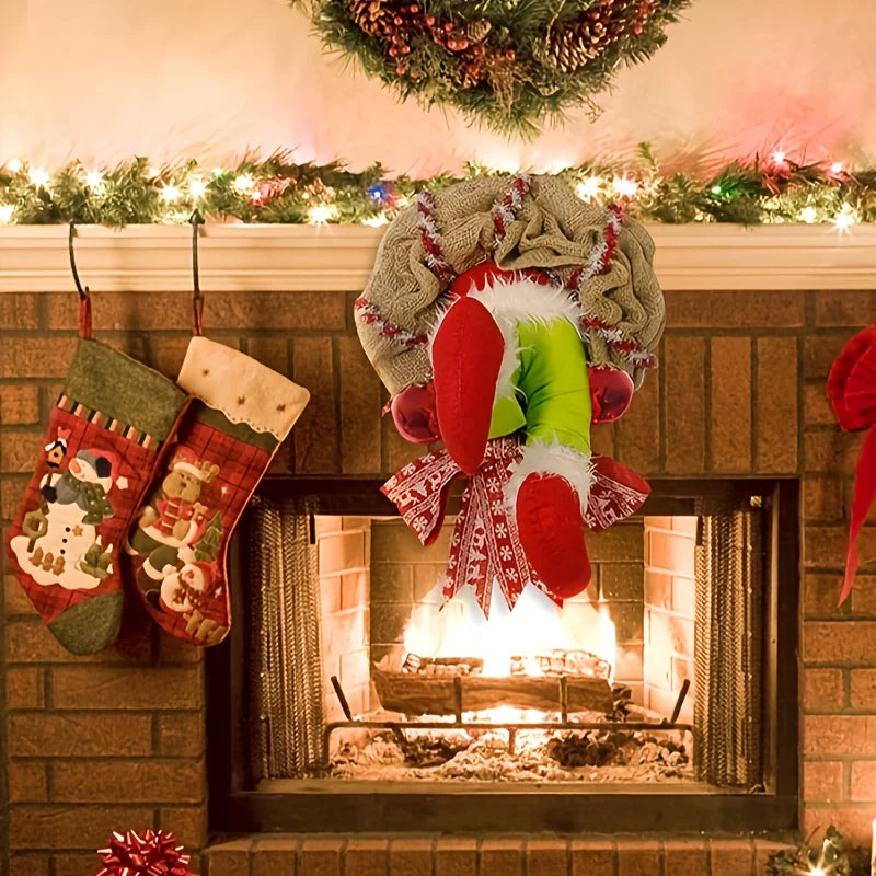 Christmas Wreath - Unique Rag Thumb Bones Design for Front Door Decor 2