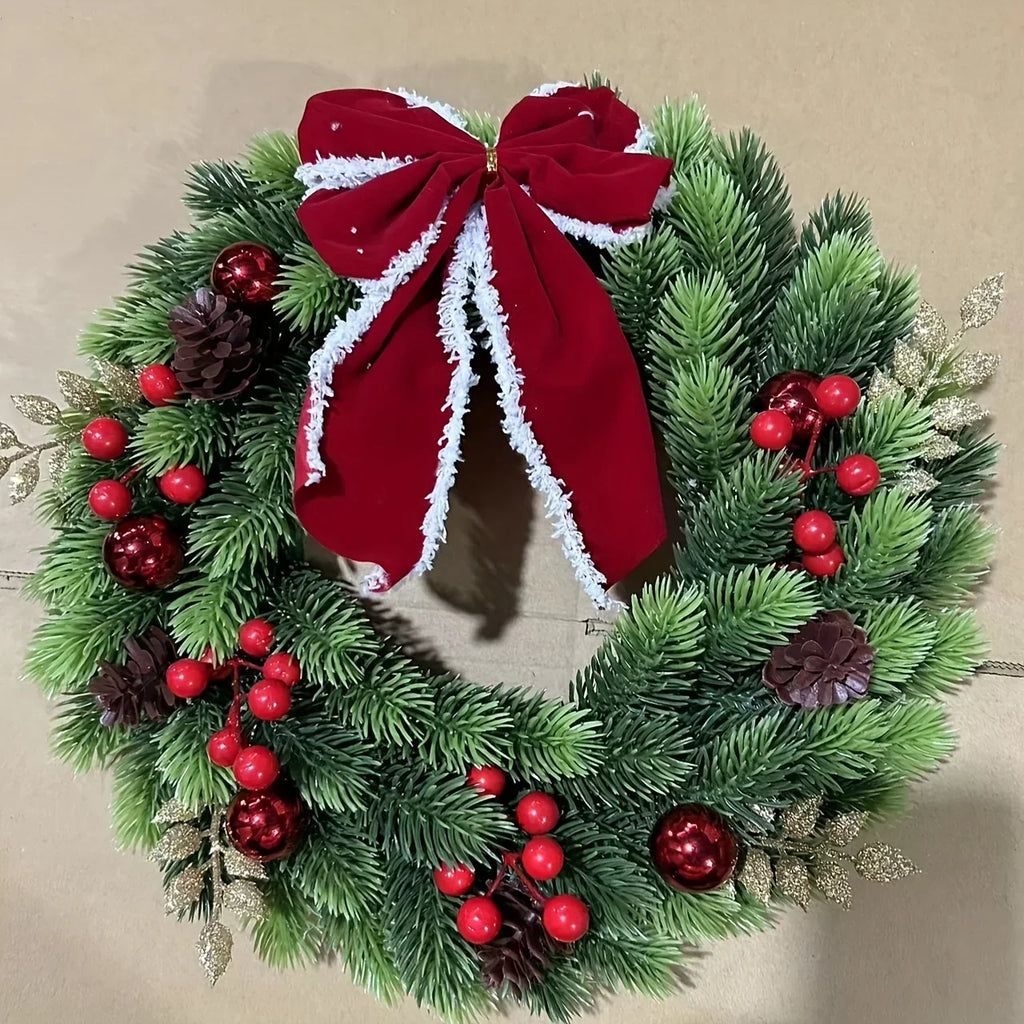 Christmas Wreath 45cm - Durable Americana Style Door & Wall Decor 0