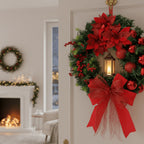 Christmas Wreath with LED Lantern, Greenery and Decorative Ornaments 9